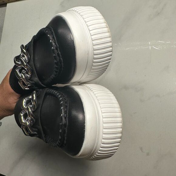 J/Slides Women's Willa Black Leather Platform Modern Slip On Loafer Size 7 - Picture 9 of 13